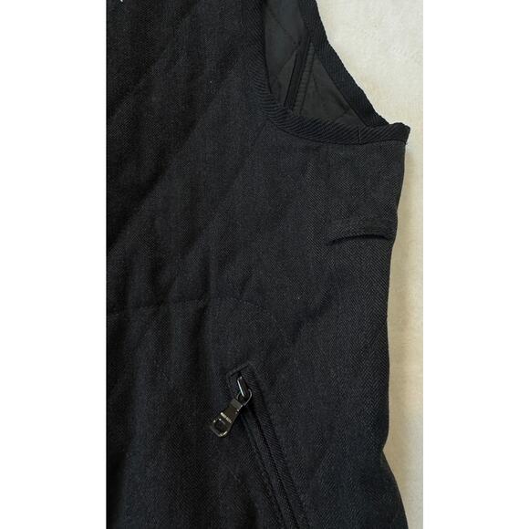 Hugo Boss Vest Mens 46R Black Herringbone Quilted Logo Zip Pockets Lined - Picture 5 of 16